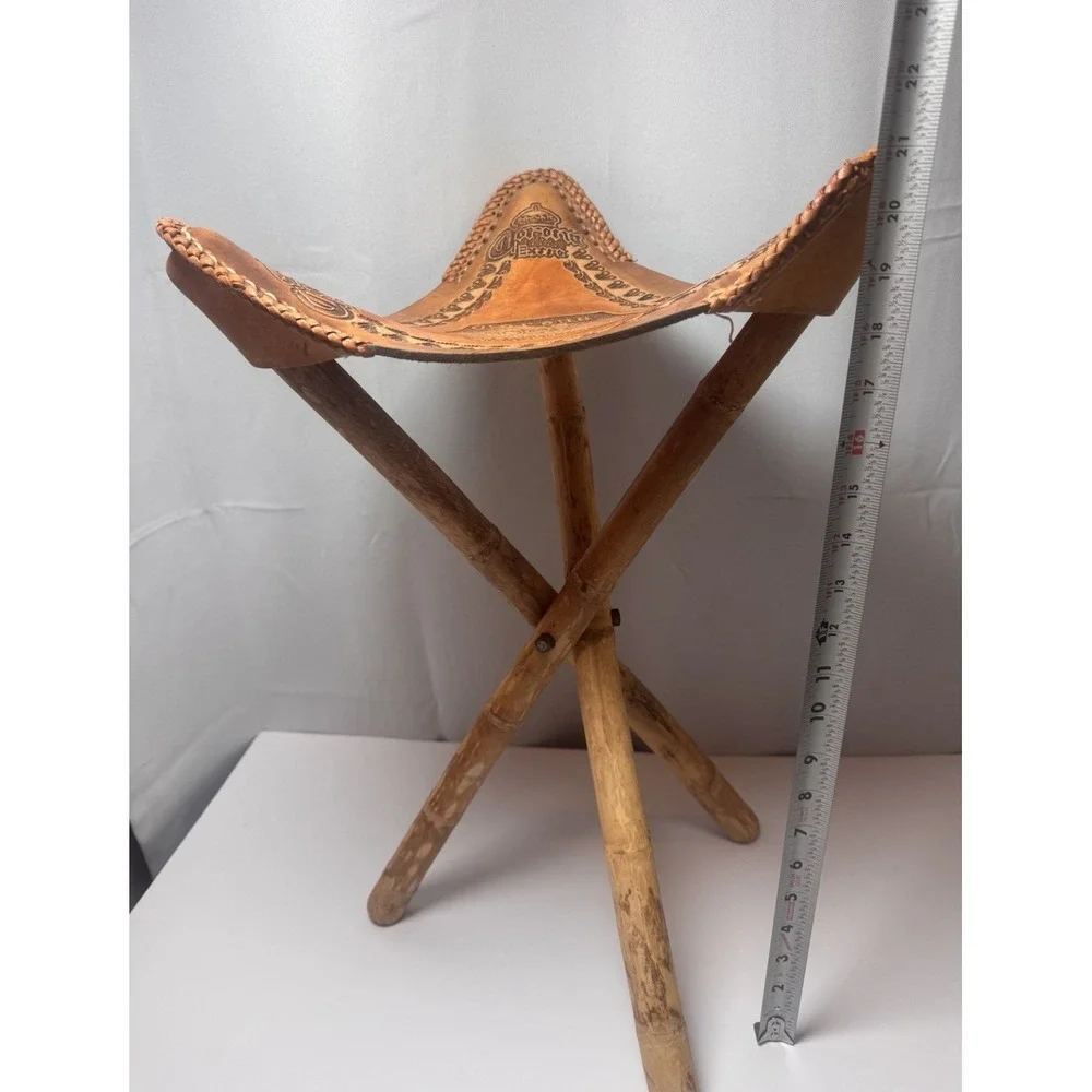 Decorative‎ Corona Beach Club Folding Leather & Wooden Chair Cancun Mexico